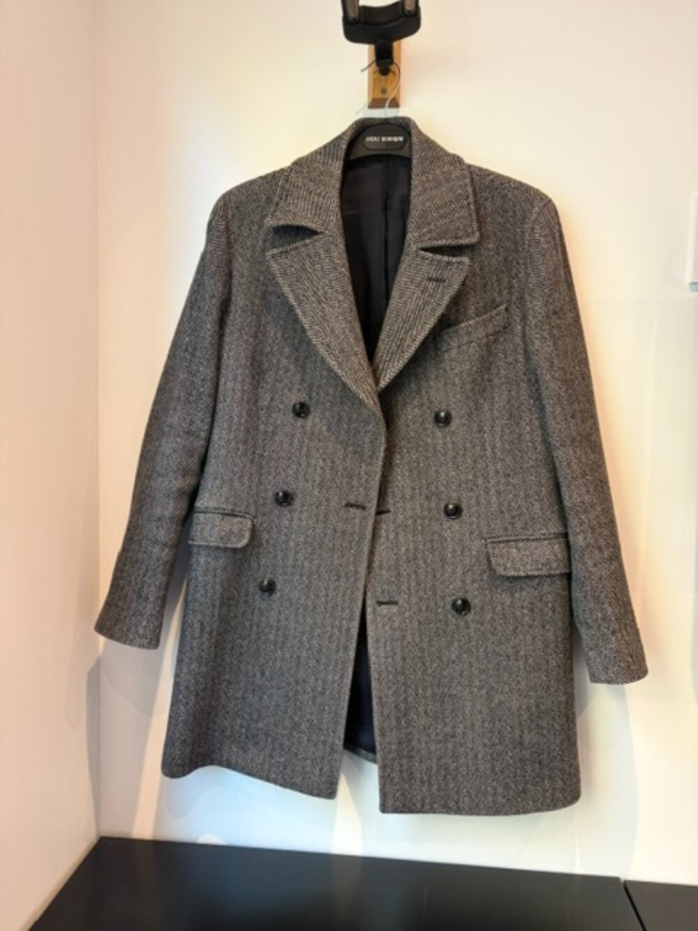 Double Breasted herringbone tweed coat